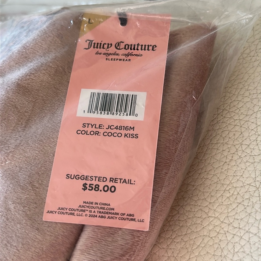 NWT JUICY COUTURE Coco Kiss 2pc Velvet Lounge Top&Pants Set With Rhinestone Logo - Picture 6 of 7